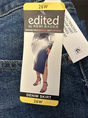 Edited by Remi Bader Women's Blue Denim Midi Skirt